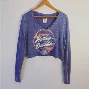 Reworked Harley Davidson cropped long sleeve